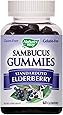 Nature's Way Sambucus Elderberry Gummies, Herbal Supplements with Vitamin C and Zinc, Gluten Free, Vegetarian, 60 Gummies (Packaging May Vary)