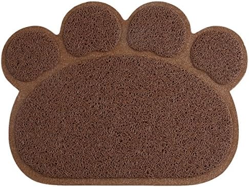 Dog Food Mat &amp; Cat Litter Mat Non-slip Paw Shap Litter Box Mat---By PetCee (Coffee,M,17.7x23.6 Inch)