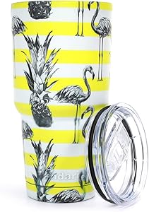 Pandaria 30 oz Stainless Steel Vacuum Insulated Tumbler with Lid - Double Wall Travel Mug Water Coffee Cup for Ice Drink & Hot Beverage, Flamingo Yellow
