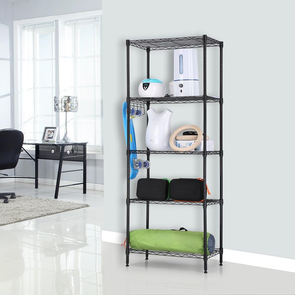 LANGRIA 5 Tier Shelving Units Storage Rack Supreme Wire Shelving Organization, Black: Kitchen & Dining