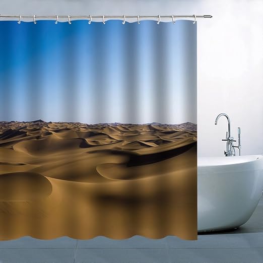 Amazon Com Bcnew Desert Shower Curtain Decor Blue Sky Khaki Uninhabited Desert Bathroom Curtain Waterproof Polyester 70 X 70 Inches Home Kitchen
