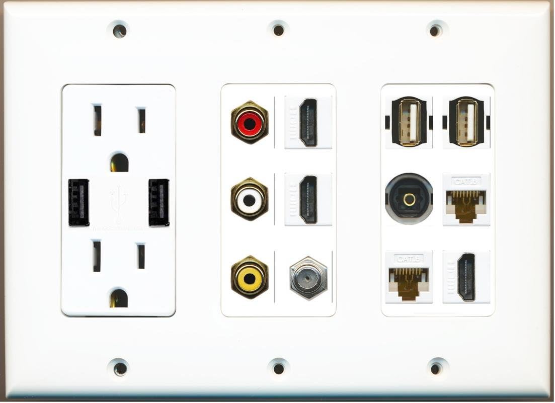 Riteav – 4 Port CAT6 femmina-femmina placca bianca