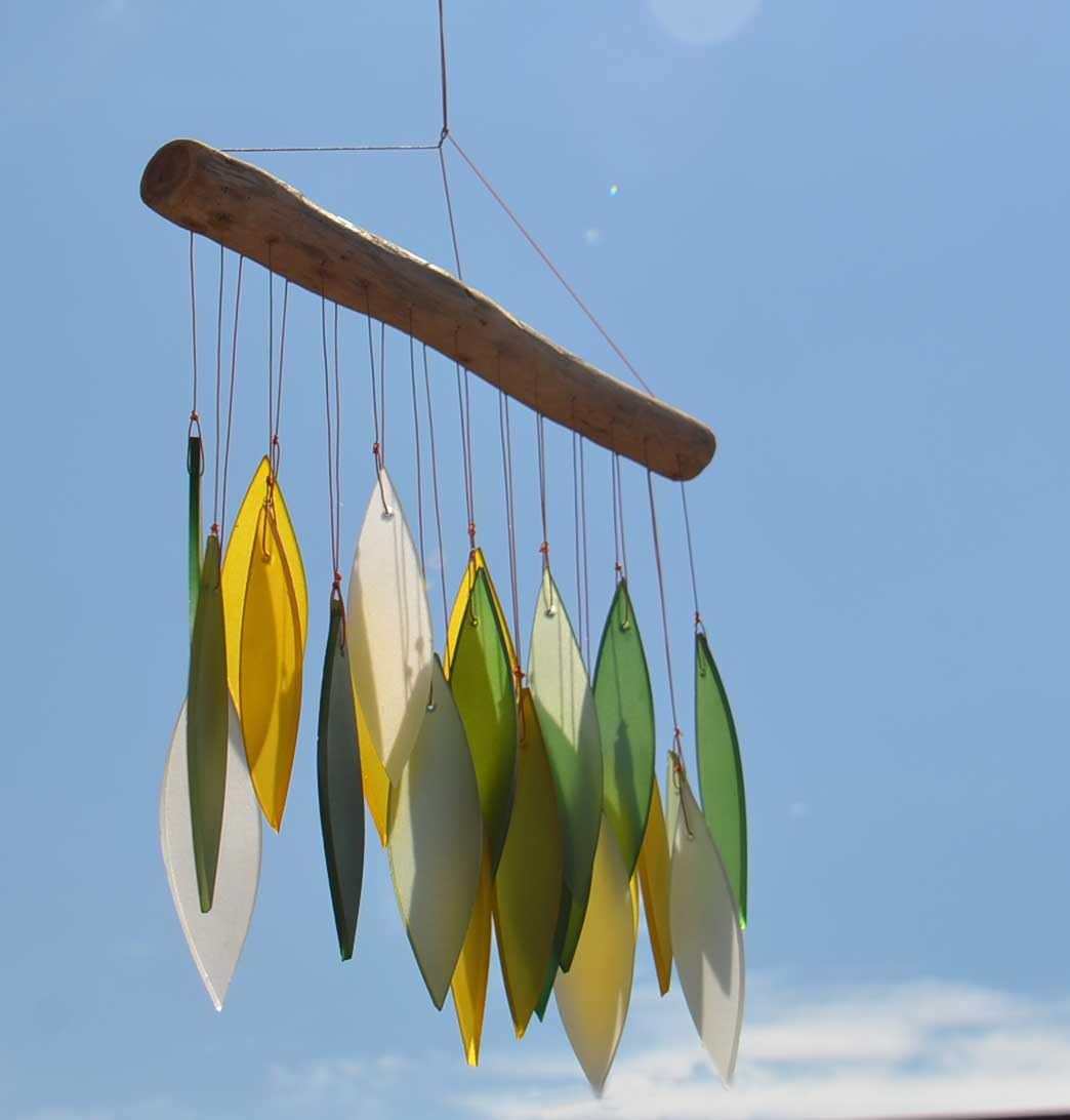 Present CompanyGreen Frosted Glass Leaf Wind Chime Bali