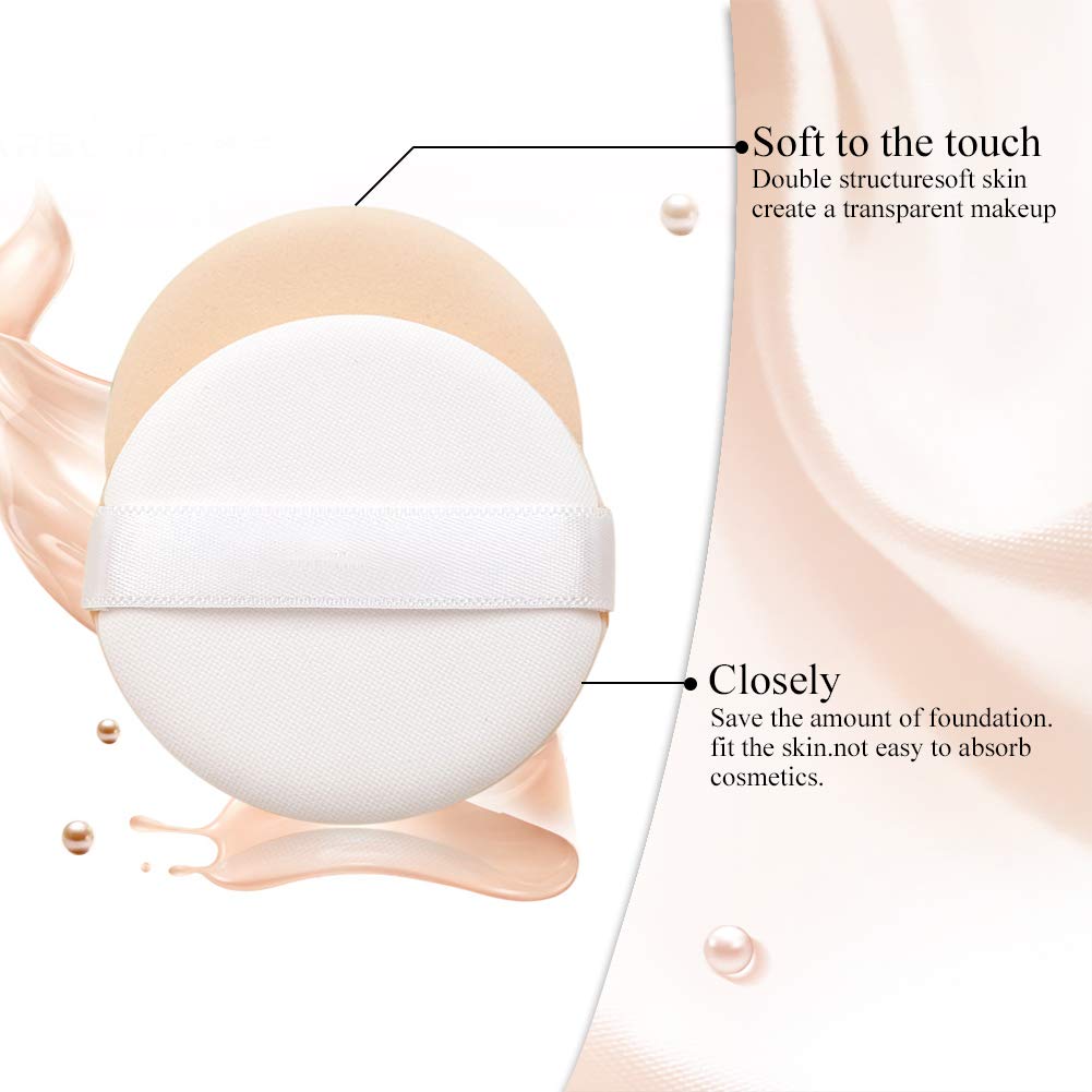 BEAKEY 12 Pcs Round Makeup Sponges with Air Cushion Powder Puff, Latex-free Blending Sponge and Makeup Puff for Liquid Foundation, Cream, Powder, Concealer (6 Sponges+6 Puffs) : Beauty