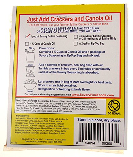Original Savory Saltine Seasoning 4 Packs + 4 Zip Top Bags + Recipe Card Bundle