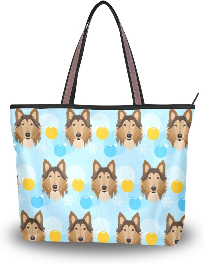 ColourLife Collie Dog Pattern Shoulder Bag Top Handle Tote Bag Handbag for Women