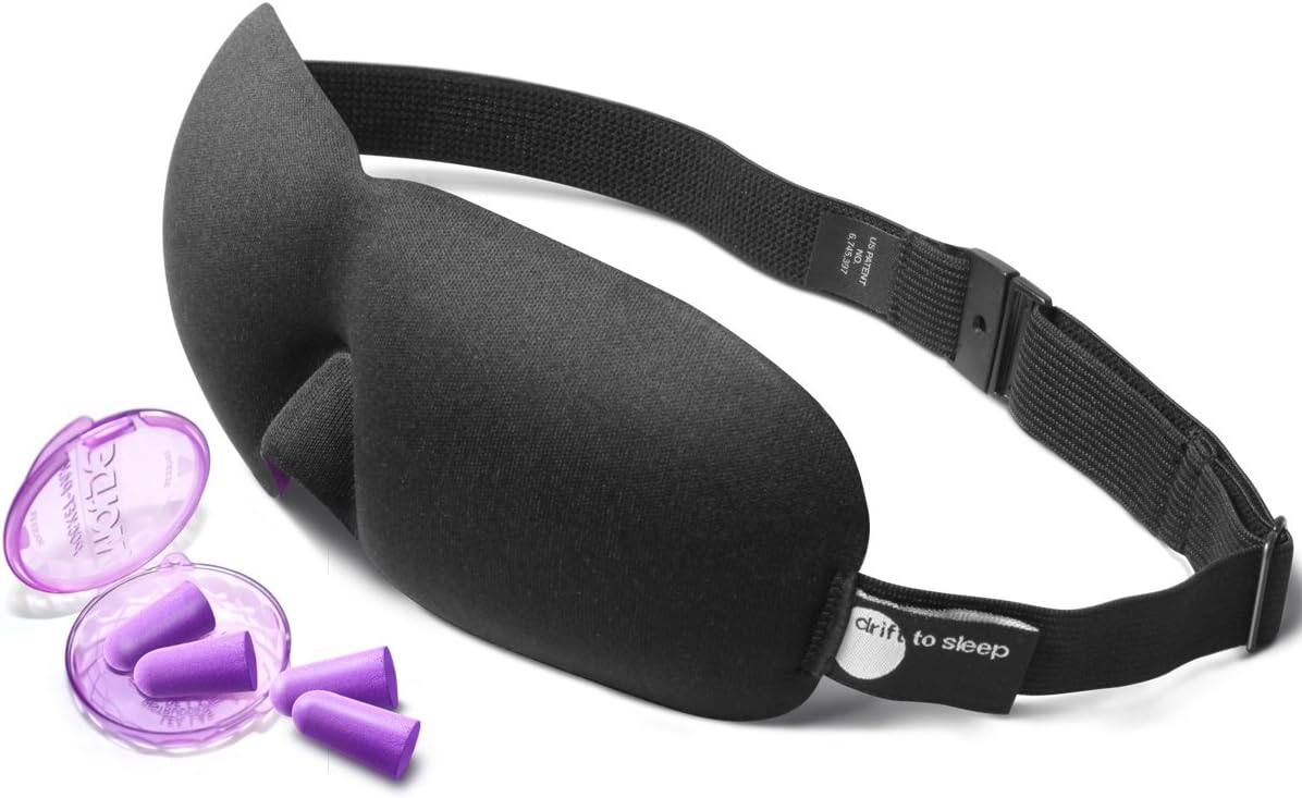 Sleep/Eye Mask by Drift to Sleep and Moldex Ear Plugs for Men and Women