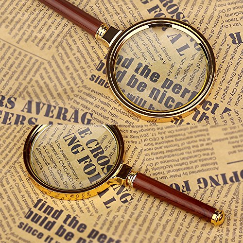image for Kadaon 10X Handheld Magnifier Antique Mahogany Handle Magnifier Readin