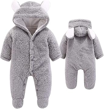 bear hooded fleece jumpsuit