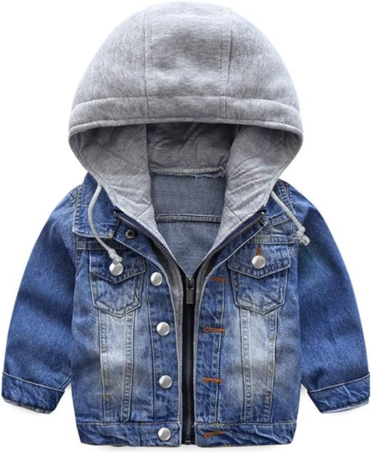 Amazon.com: Boys Denim Hoodie Jacket Coat Causal Long Sleeve Zipper 