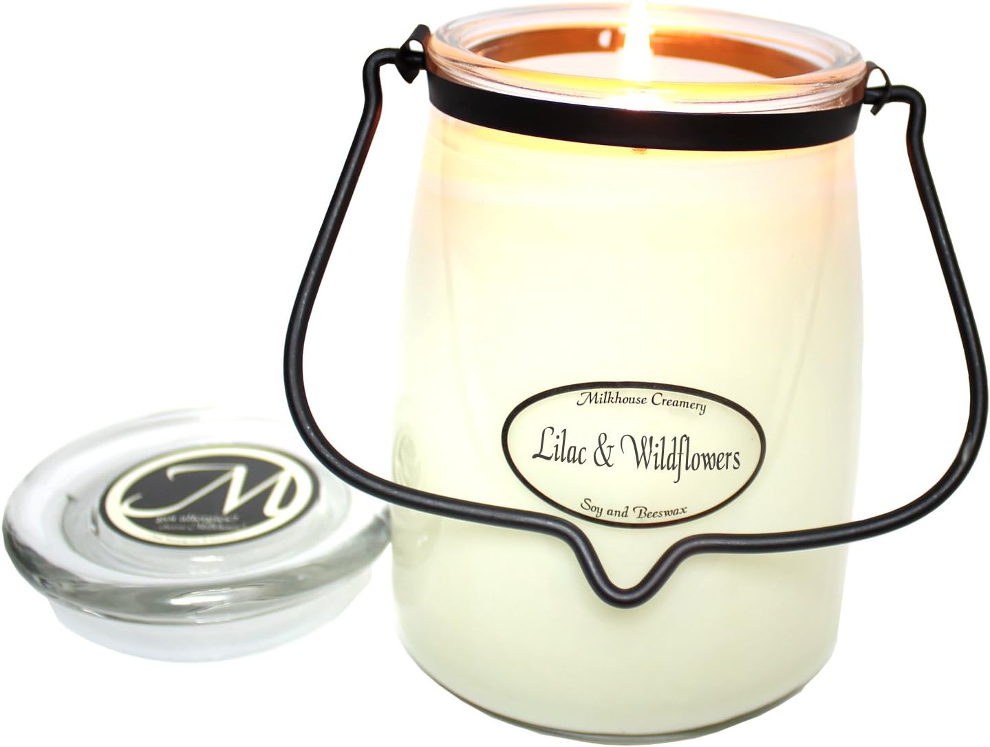 Milkhouse Candle Company, Creamery Scented Soy Candle: Butter Jar Candle, Lilac and Wildflowers, 22-Ounce
