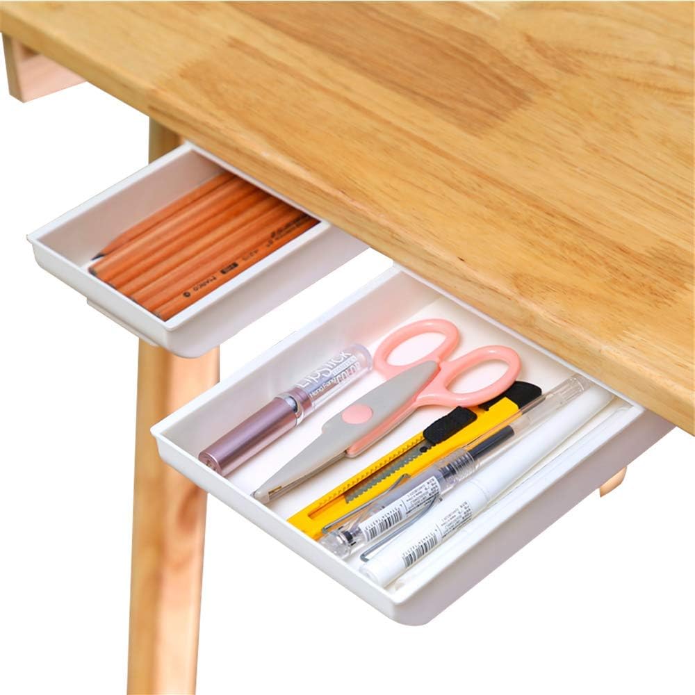 Desk Pencil Drawer Organizer, Large Capacity Pop-Up Student Storage Hidden Desktop Drawer Tray, Great for Office School Home Desk (2-Pack): Home Improvement