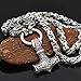 VikingsBrand Handmade King's Stainless Steel Wolf Head Necklace With Huge Thor's Hammer