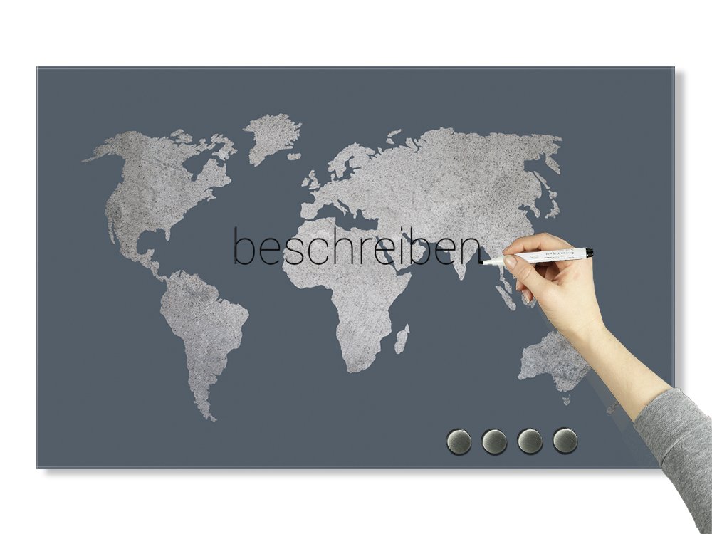 Schreibtafel Grau Grazdesign Glas Magnettafel Weltkarte Magnettafel Kuche Metalic Magnettafel Glas Silber 50x30cm 50x30 Gl Mt