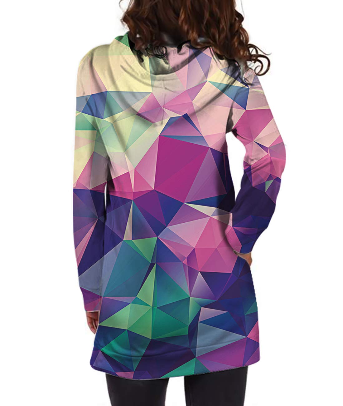 Bfustyle 3D Geometrie Gedruckt Slim Fit Langarm Hoodie Kleid Mit Kapuze Tunika Kleid Für Frauen Damen Teen Mädchen M