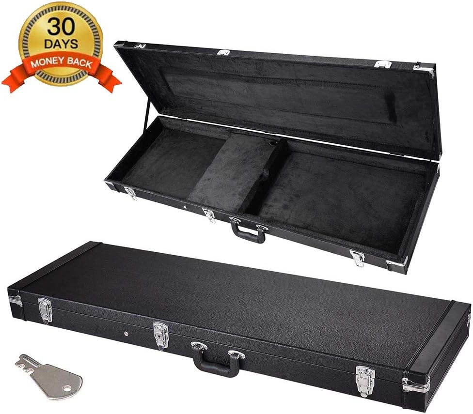 Electric Guitar Hard Shell Case Portable Square Guitar Case for Standard Electric Guitars (Bass Guitar 48" x 15")