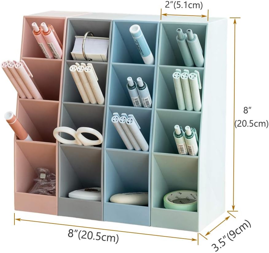 Lunmore Desk Organizer Pencil Holder Desktop Storage Makeup Brushes Caddy for Office School Home Supplies Small Size Set of 4 : Office Products