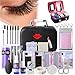 Luckyfine 22pcs Pro Eyelash Extension Kits False Lashes Tool Curl Glue With Cosmetic Case For Makeup Practice Eye Lashes Graft, Lash Starter Kit, Eyelashes Extension Practice Set