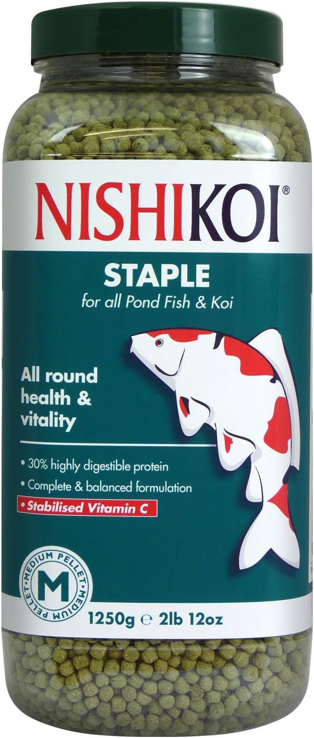 Nishikoi Staple Complete Koi Food Pellets for Pond Fish for All Round Health and Vitality - Medium, 1250 g