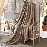 Coral Fleece Blanket (Brown, Twin) Extra Soft Brush Fabric, Super Warm Bed Blanket, Lightweight Couch Blanket, Easy Care - by wonbye
