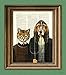 Kennel Gothic Dog and Cat illustration beautifully upcycled dictionary page book art print 'American Gothic'