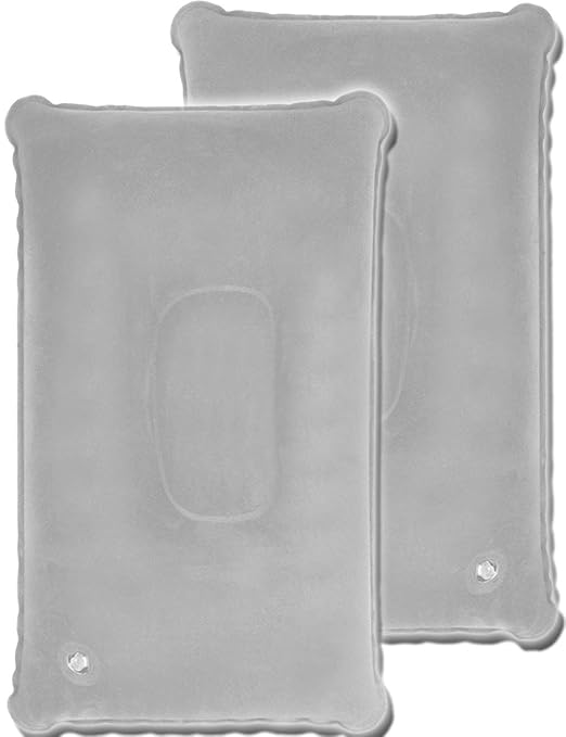 HOMETOOLS.EU® - 2X Sitz-Kissen Kopf-Kissen faltbar und aufblasbar | Reise Auto Bus Bahn Flugzeug Camping Zelt | mit Sicherhei