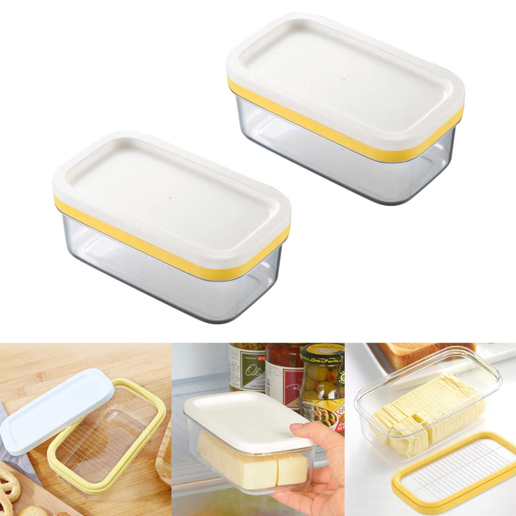 2pcs Nevera Mantequilla Titular Plato Cortador De Almacenamiento ...