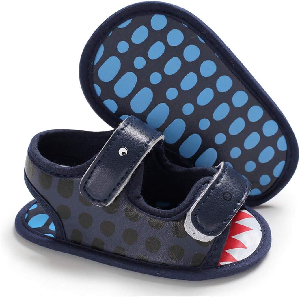 Baby Boys Girls Summer Sandals 2 Straps Anti Slip Soft Sole Beach Infant Shoes Toddler First Walker Newborn Crib Shoes(3-18Months)