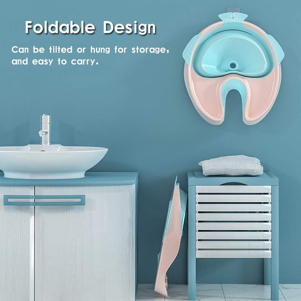 Ibnotuiy Foldable Shampoo Basin Shampoo Bowl Hair Washing Sink with Strap and Removable Drain Tube for Pregnant Women/Elderly/Disabled (Blue and Pink): Health & Personal Care