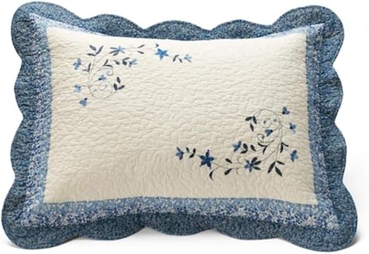 Amazon Com Home Classics Standard Suzie Pillow Sham Blue White