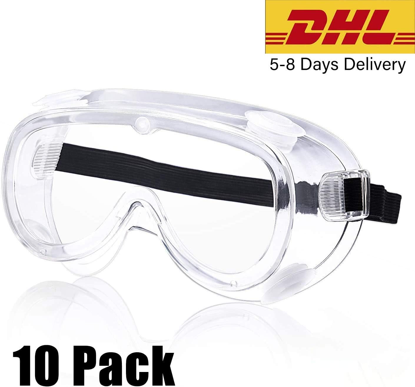 10 Pack Virus Goggles Safety Protective Goggles, Anti-Fog Crystal Clear Eye Protection,Dust-Proof Breathable Dustproof Glassess,Splash Goggles,Medical Surgical Goggle for Unisex Use