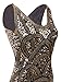 Vijiv 1920s Vintage Inspired Sequin Embellished Fringe Prom Gatsby Flapper Dress,Gold,Medium