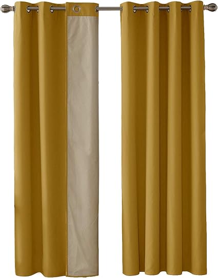 deconovo cortinas termicas aislantes infantiles nino de salon modernas con forro 2 piezas 135 x 240 cm amarillo