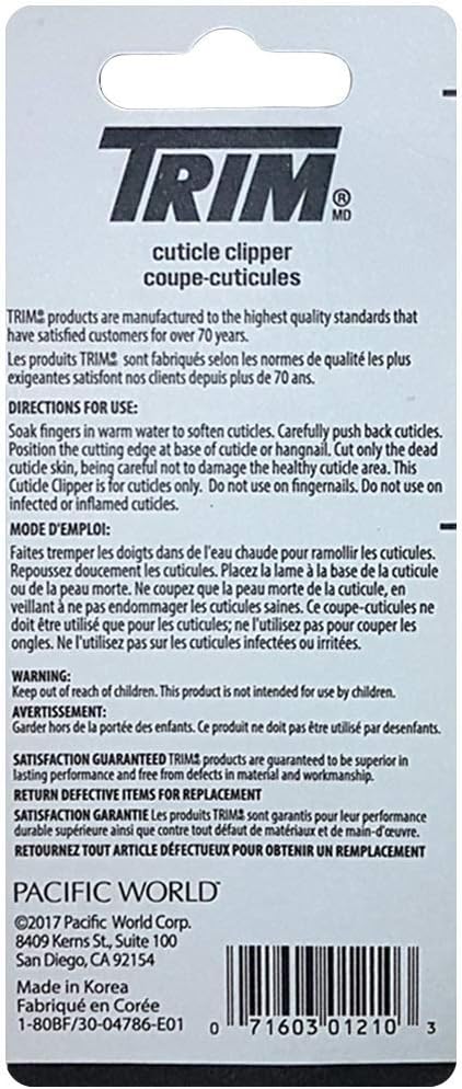 Trim Nail Care Cuticle Clipper Pack of 6: Health & Personal Care