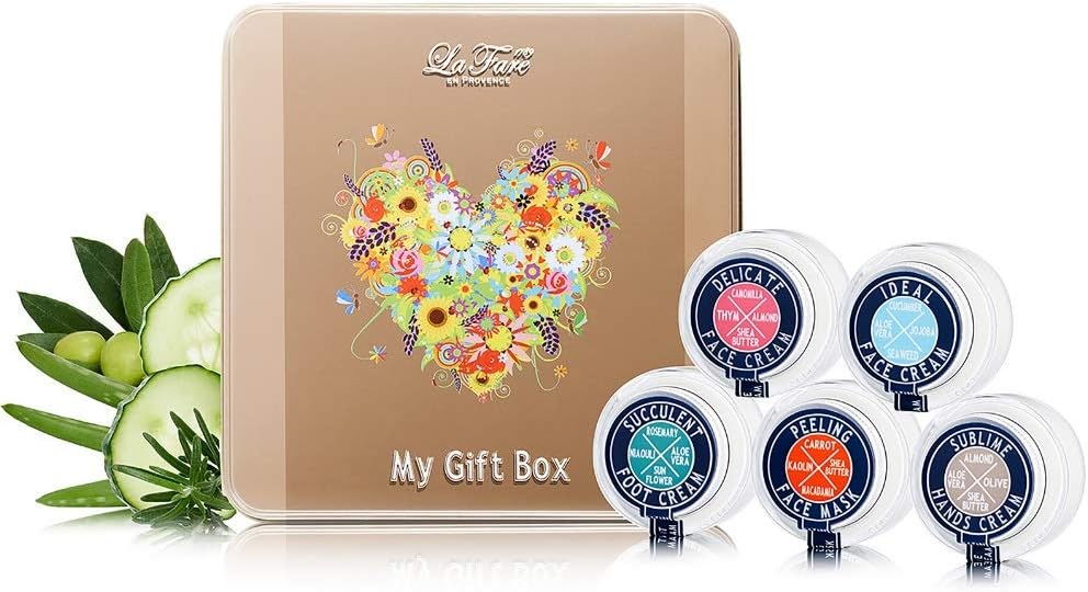 La Fare 1789, My Giftbox + Sublime Hands Cream 30 ml, Succulent Foot Cream 30 ml + Peeling Face Mask 30 ml + Ideal Face Cream 30 ml + Delicate Face Cream 30 ml