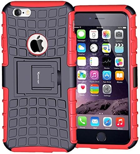 Case for iPhone 6,Armor Heavy Duty Protection Rugged Dual Layer Hybrid Shockproof Case Protective Cover for Apple iPhone 6 6S 4.7 Inch with Built-in Kickstand (Red)