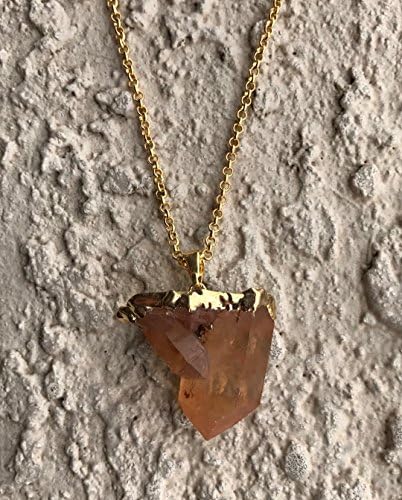 Natural Tangerine Quartz Cluster Crystal Pendant Necklace 22 inches Unisex