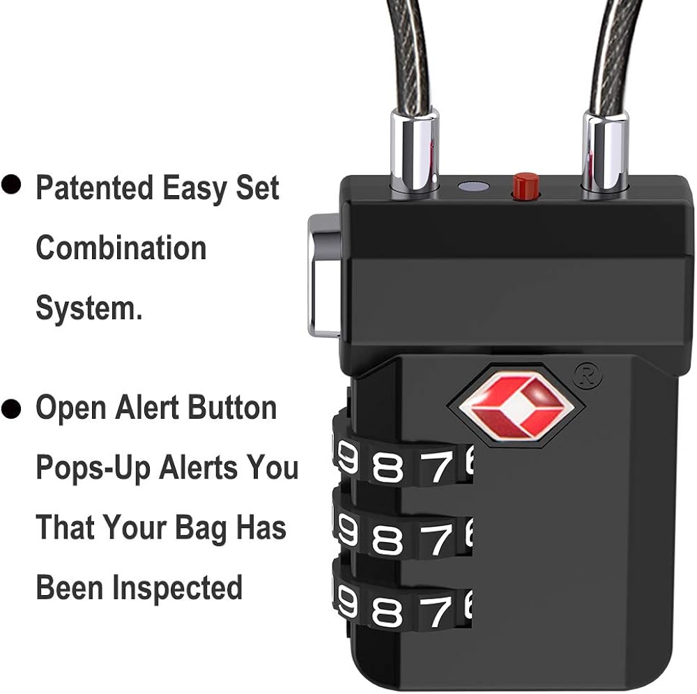  | SURE LOCK TSA Compatible Travel Luggage Locks, Inspection Indicator, Easy Read Dials (Black 2 Pack) | Luggage Locks