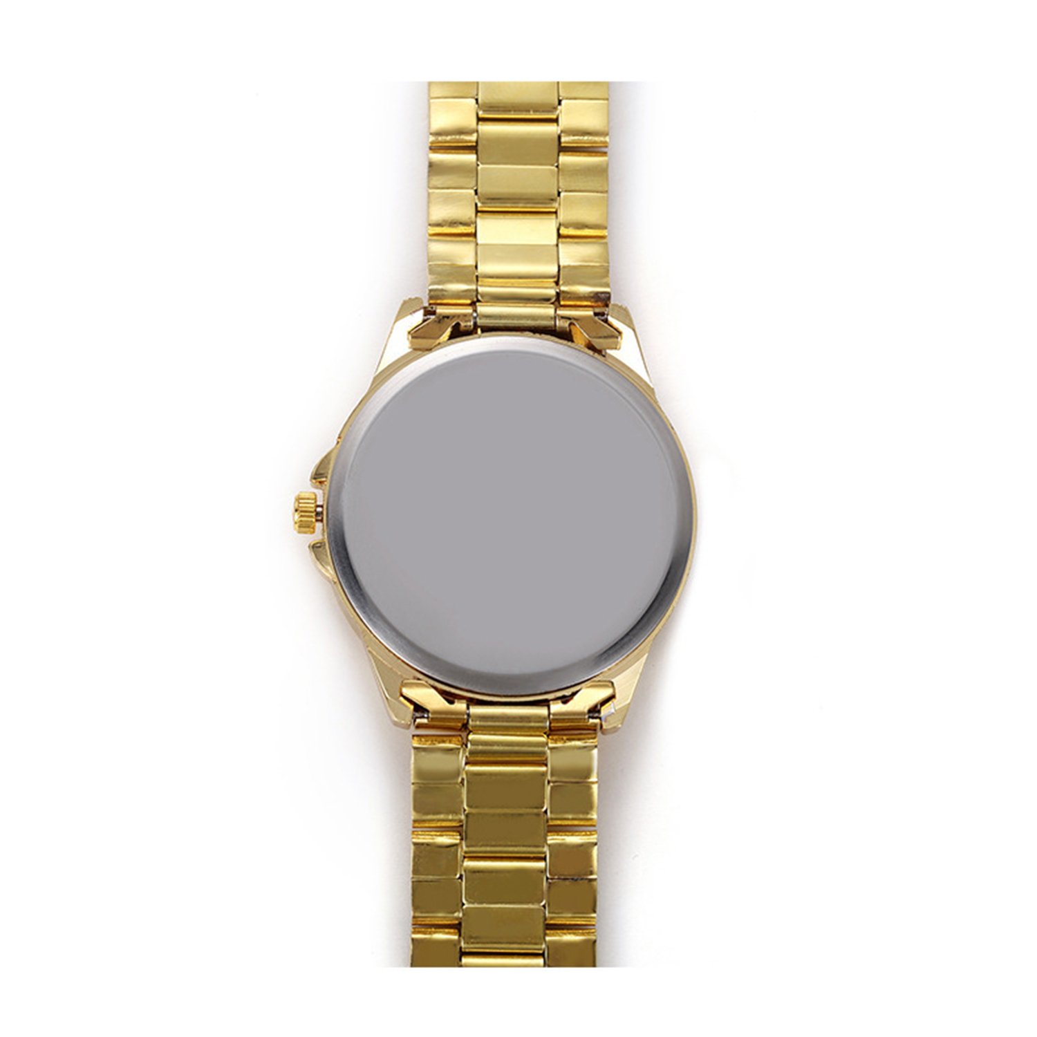 Jingjing1 Men Classic Wrist Watch Fashion Synthetic Leather Alloy Band Round Analog Quartz Watch (Golden)