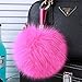 Roniky Newest Large Genuine Fox Fur Pom Pom Keychain Bag Purse Charm Gold Ring Fluffy Fur Ball (5.1
