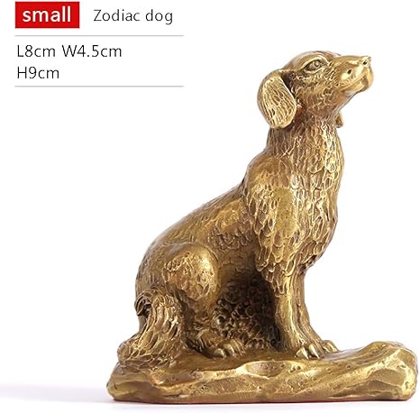 Amazon Co Jp 銅犬風水装飾中国の黄道帯犬ラッキー犬家の装飾工芸品装飾 8寸生肖狗 黄 ホーム キッチン