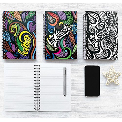 ColorIt Hard Cover Double Spiral Notebook 200 Lightly Lined Pages, 6x8.5 Journal, Planner, Log Book, Diary, Hand Drawn Doodle Design"Believe" Journal - Thumbnail 7