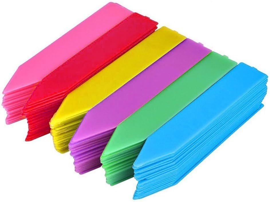 KINGLAKE 150 Pcs 4 Inch Thick Plastic Plant Garden Labels Nursery Seed Garden Plant Stake Tags 6 Colors