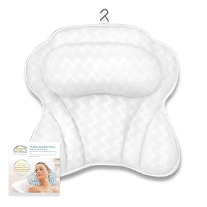 Luxury Bath Pillow with 6 Strong Suction Cups for Tub, Extra Large Size Pillow Bath Cushion for Bathtub, Hot Tub, Jacuzzi, Home Spa Pillow Support for Head, Neck, Back and Shoulders