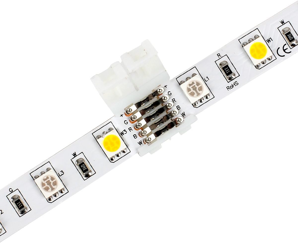 RGBW Clips SUPERNIGHT 12pcs 5 Pin RGBW Led Strip Connector 10mm Wide LED Strip to Strip Connector Gapless Solderless for SMD 5050 RGBW RGBWW LED Strip Ribbon Lights - Image 3