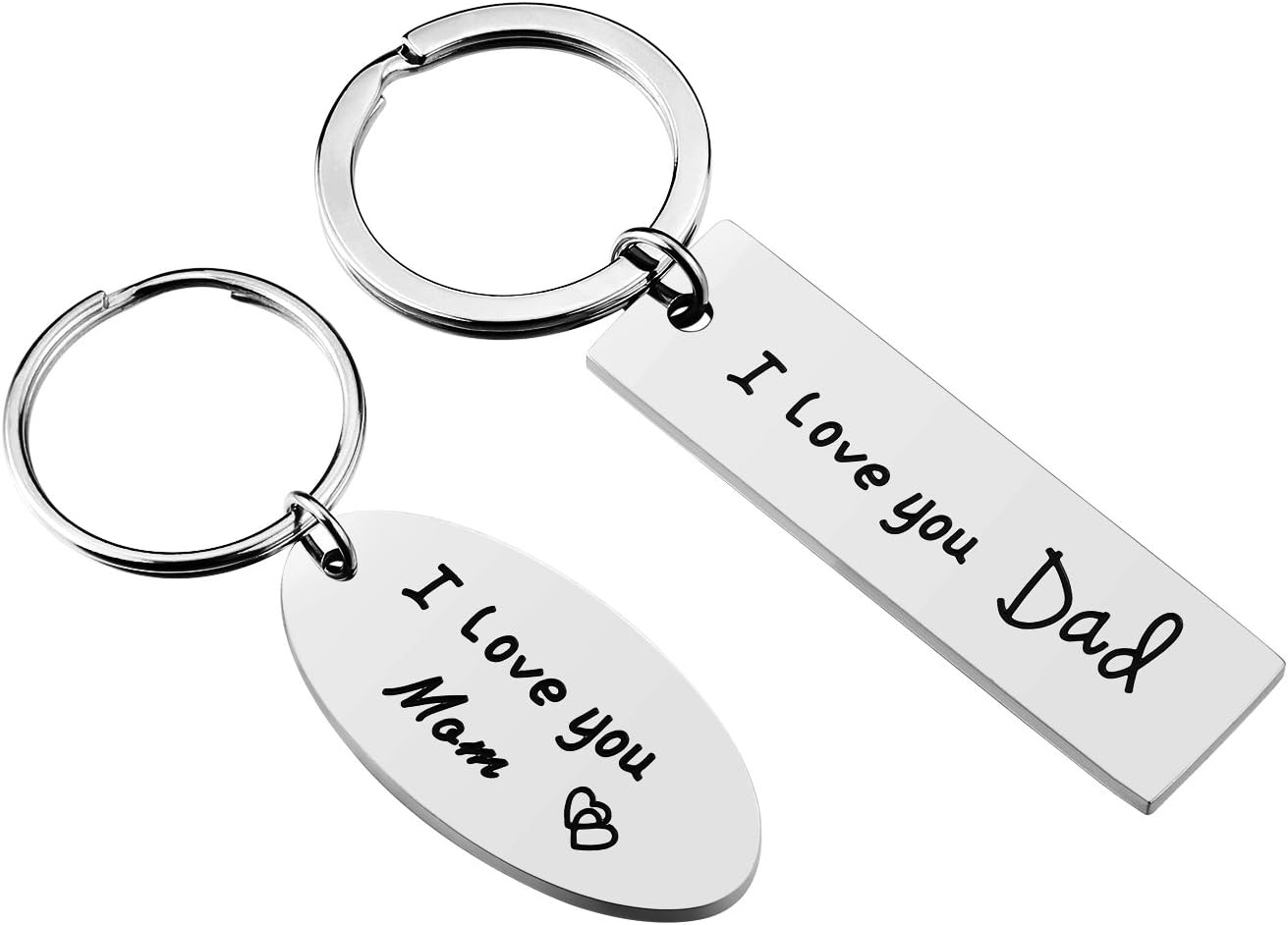 iJuqi Parent Gifts from Daughter for Christmas - 2PCS Mom Dad Keychain Christmas Gifts for Parents Wedding Day