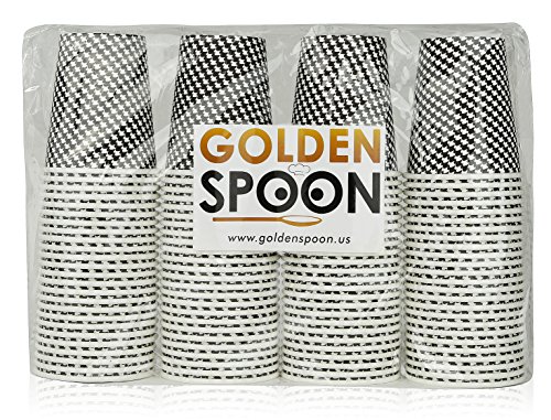 Disposable Hot Coffee Cups By Golden Spoon – 100 Pack Set Complete – Stylish Contemporary Ripple Design (16 oz)