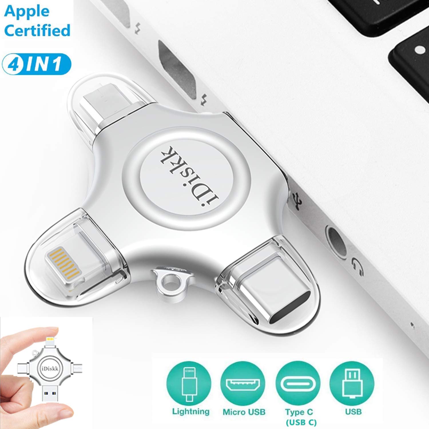 Idiskk Mfi Certificate 128gb Photo Stick For Iphone12 11 Pro 5 6 7 8 X Xr Xs Max External Memory Stick Iphone Storage For Ios14 Android Phones New Ipad Pro Usb C Devices And Pc Buy Online In Isle
