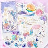 CHengQiSM The Little Prince Sticker Planet and Fox Golden Blue Stickers Set (60PCS) Decorative Sticker Decoration for Scrapbooking, Calendars, Arts,DIY Crafts, Album,Bullet Journal,Letter Sticker