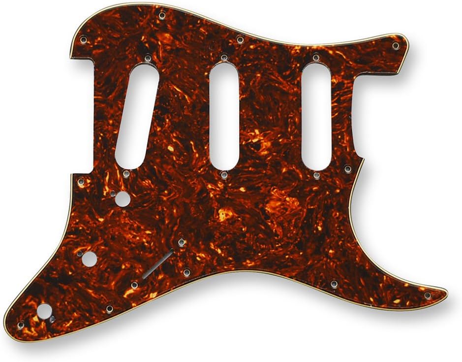 VANSON Premium Quality Scratchplate Pickguard DIRECT FIT for USA, MEX Fender, Stratocaster, Strat, SSS (3 Ply, Marbled Tort (T/IV/B)